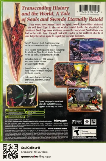 SoulCalibur II Xbox, NTSC box back