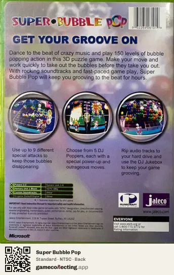 Super Bubble Pop Xbox, NTSC box back