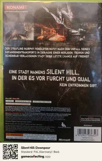 Silent Hill: Downpour Xbox 360, Germany box back