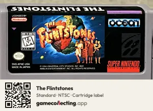 The Flintstones Super Nintendo Entertainment System, NTSC cartridge label