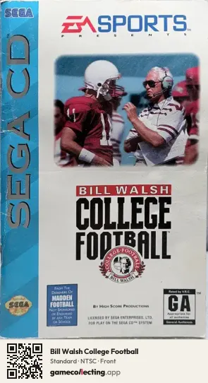 Bill Walsh College Football Sega Mega-CD / Sega CD, NTSC box front