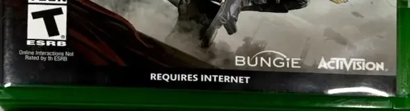 Destiny 2, the ESRB box on its front
