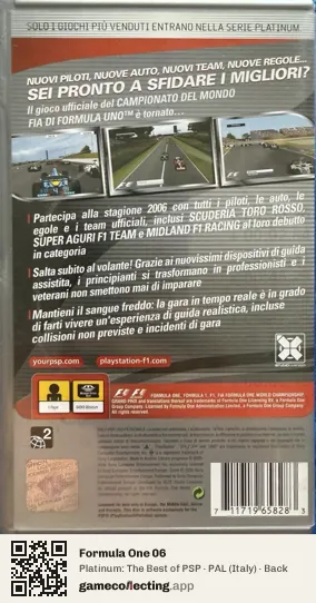 Formula One 06 PlayStation Portable, Italy box back