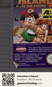 Adventure Island Nintendo Entertainment System, PAL cartridge label