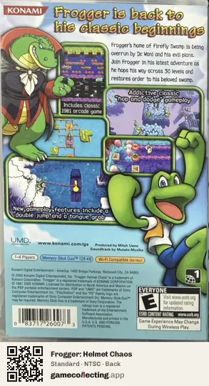 Frogger: Helmet Chaos PlayStation Portable, NTSC box back