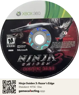 Ninja Gaiden 3: Razor's Edge Xbox 360, NTSC disc