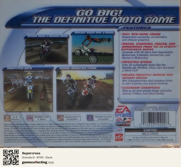 Supercross PlayStation, NTSC box back