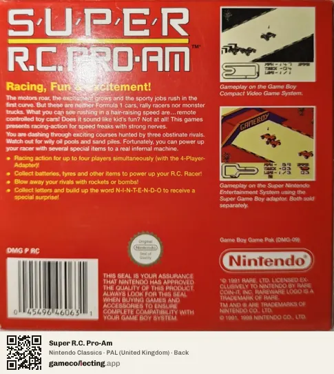 Super R.C. Pro-Am Game Boy, United Kingdom box back