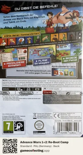 Advance Wars 1+2: Re-Boot Camp Nintendo Switch, Germany box back