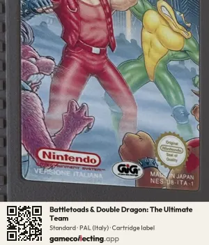Battletoads & Double Dragon: The Ultimate Team Nintendo Entertainment System, PAL cartridge label