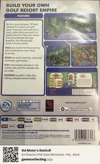 Sid Meier's SimGolf Computer, PAL box back