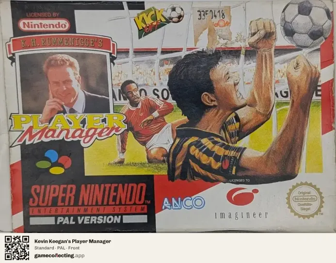 Kevin Keegan's Player Manager Super Nintendo Entertainment System, PAL box front