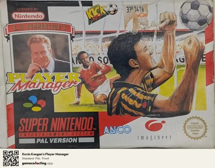 Kevin Keegan's Player Manager Super Nintendo Entertainment System, PAL box front