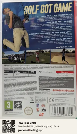 PGA Tour 2K21 Nintendo Switch, United Kingdom box back