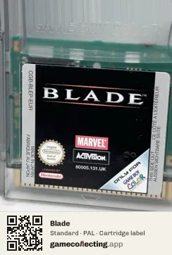 Blade Game Boy Color, PAL cartridge label
