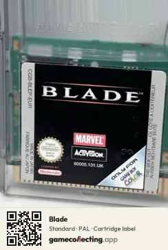 Blade Game Boy Color, PAL cartridge label