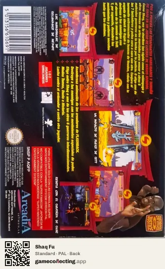 Shaq Fu Super Nintendo Entertainment System, PAL box back