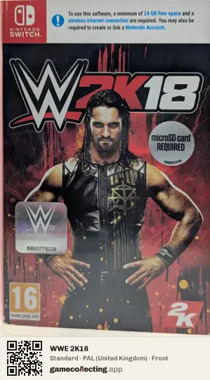 WWE 2K18 Nintendo Switch, United Kingdom box front