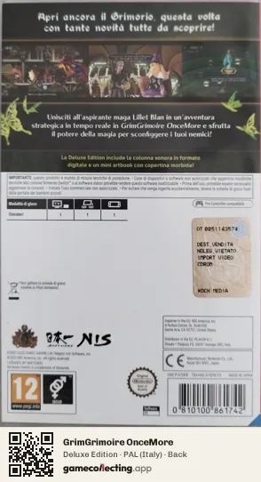 GrimGrimoire OnceMore Nintendo Switch, Italy box back