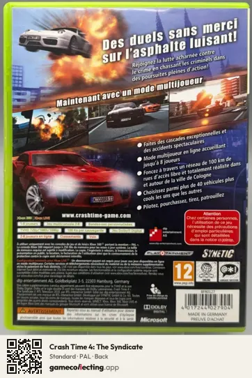 Crash Time 4: The Syndicate Xbox 360, PAL box back