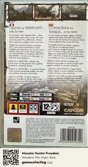 Monster Hunter Freedom PlayStation Portable, Italy box back