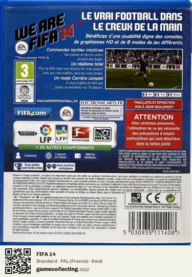 FIFA 14 PlayStation Vita, France box back