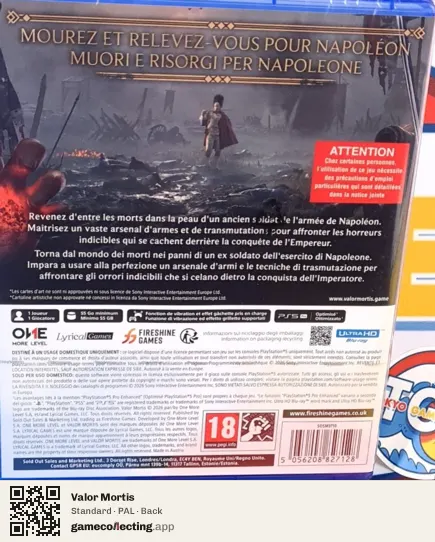 Valor Mortis PlayStation 5, PAL box back