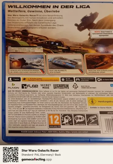 Star Wars: Galactic Racer PlayStation 5, Germany box back