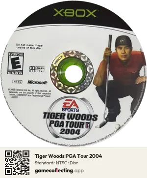 Tiger Woods PGA Tour 2004 Xbox, NTSC disc