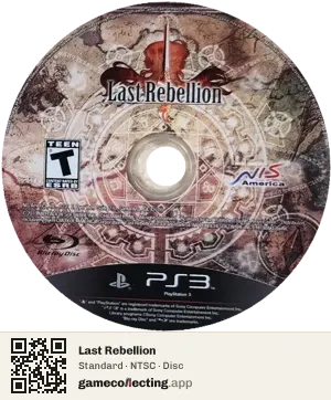 Last Rebellion PlayStation 3, NTSC disc
