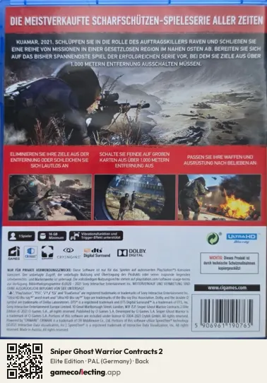 Sniper Ghost Warrior Contracts 2 PlayStation 5, Germany box back