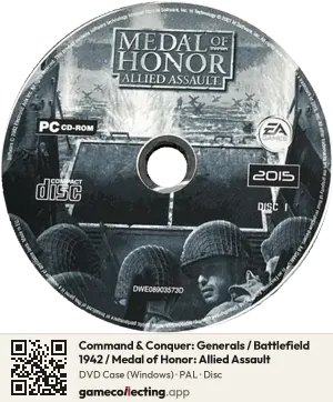 Command & Conquer: Generals / Battlefield 1942 / Medal of Honor: Allied Assault Computer, PAL disc