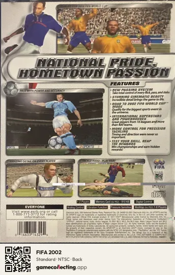 FIFA 2002 PlayStation 2, NTSC box back