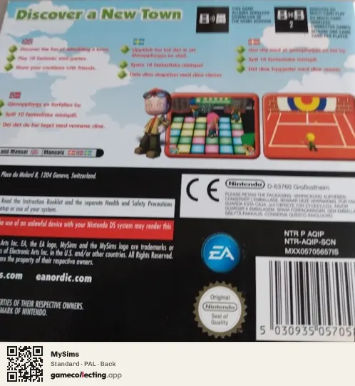 MySims Nintendo DS, PAL box back