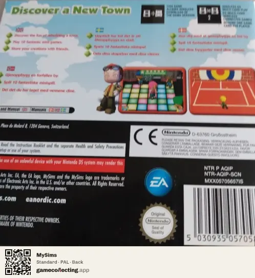 MySims Nintendo DS, PAL box back