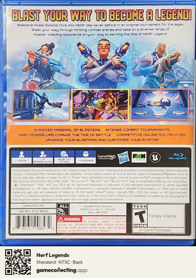 Nerf Legends PlayStation 4, NTSC box back