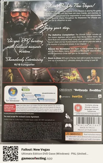 Fallout: New Vegas Computer, United Kingdom box back