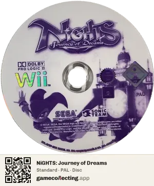NiGHTS: Journey of Dreams Nintendo Wii, PAL disc