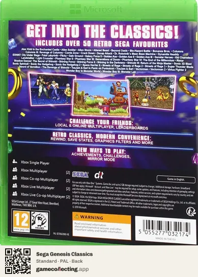 Sega Genesis Classics Xbox One, PAL box back