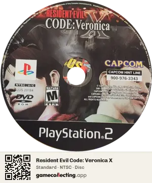 Resident Evil Code: Veronica X PlayStation 2, NTSC disc