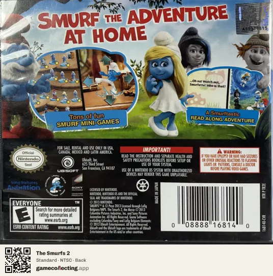 The Smurfs 2 Nintendo DS, NTSC box back