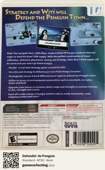 Defendin' de Penguin Nintendo Wii, NTSC box back