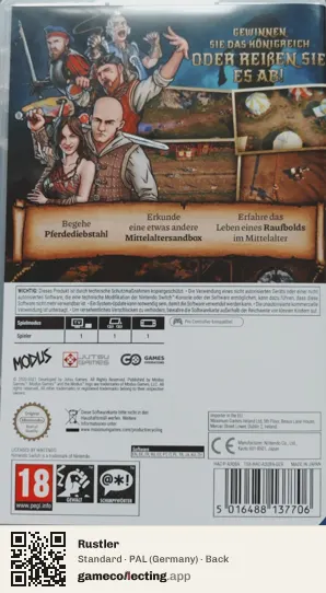 Rustler Nintendo Switch, Germany box back