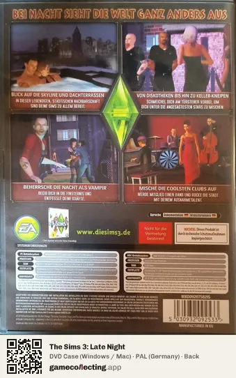 The Sims 3: Late Night Computer, Germany box back