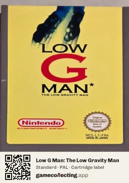 Low G Man: The Low Gravity Man Nintendo Entertainment System, PAL cartridge label