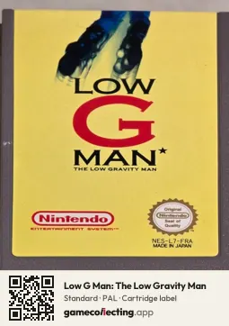 Low G Man: The Low Gravity Man Nintendo Entertainment System, PAL cartridge label