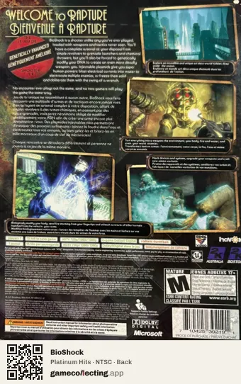 BioShock Xbox 360, NTSC box back