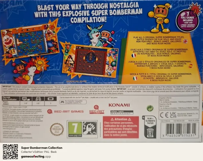 Super Bomberman Collection Nintendo Switch, PAL box back