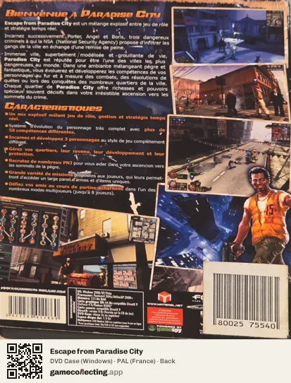 Escape from Paradise City Computer, France box back