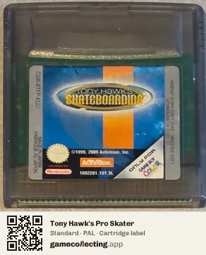 Tony Hawk's Pro Skater Game Boy Color, PAL cartridge label